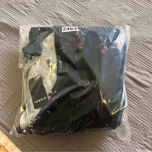 Torrid Mini Velvet Skater Dress Dark Green Floral V-Neck Plus Size 4X NEW - Picture 15 of 16